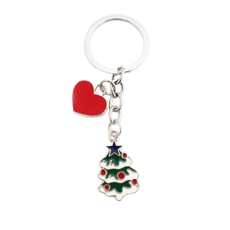 Wholesale Christmas Santa Claus Christmas Tree Drop Oil Zinc Alloy Keychain